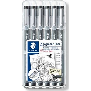 Tusfilc fekete 6 Staedtler Pigment Liner 0, 05/0, 1/0,2/0,3/0,5/ Írószerek STAEDTLER 308 SB6P