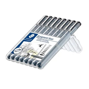 Tusfilc készlet Staedtler 8 különböző vonalvastagság Pigment liner 308, fekete