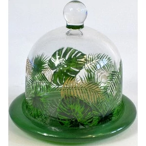 Üveg citromtartó tál Tropical üveg búrával 11x12,5cm