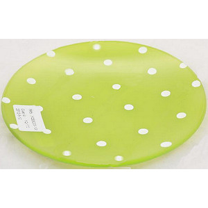 Üvegtál kerek 15cm, zöld pöttyös 489288