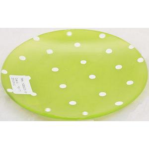 Üvegtál kerek 15cm, zöld pöttyös 489288