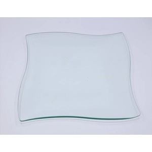 Üveg tál szögletes alakú 20x20cm hullámos szélű víztiszta
