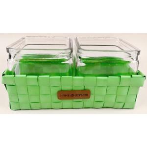 Üvegek fonott tartóban 10x10x10cm vegyes színben