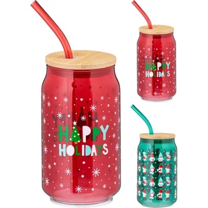 Üvegpohár 500ml karácsony mintás 2féle kpm25