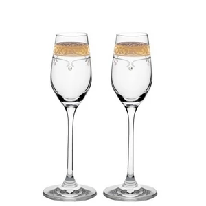 Üvegpohár likőrös 95ml arany szegéllyel, Swarovski dísszel S/2 elegáns