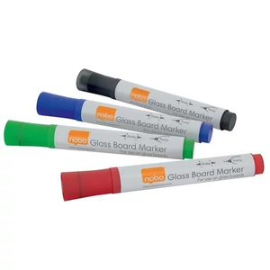 Marker üvegtábla Nobo 3mm kerek hegyű 4színű szett Prezentáció NOBO 1905324