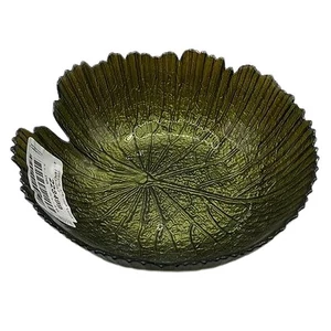 Üvegtál Fémes-zöld 15cm lotus fémes-zöld