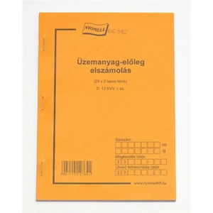 Ny B 12-53/V üzemanyagelőleg Üzemanyag előleg elszámolás 25x3
