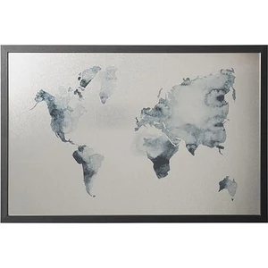 Üzenőtábla Victoria 60x40cm Világtérkép mágneses fek. keretes, ezüst Prezentáció VICTORIA MM03451160