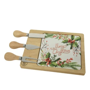 Vágódeszka bambusz 24' Karácsonyi mintás 4 db/ készlet 22cmx17.5cmx2.8cm sdkae