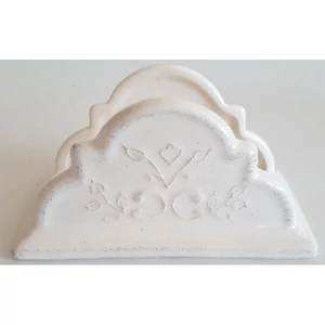Szalvétatartó kerámia csipkés Romantik, natúr 15x7,8x7,8cm 15x7,8x7,8cm