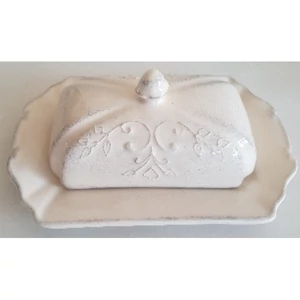 Vajtartó kerámia csipkés 22x15x9cm Romantik, fodros domború mintás kézzel festett