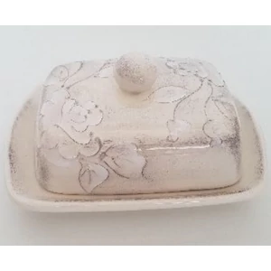 Vajtartó kerámia virágos natúr,kézzel festett sima:19x14,5x9cm