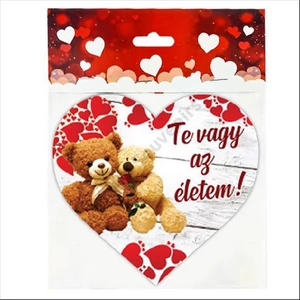 Valentini dekor fatábla szív, macis Te vagy az életem 1,5x15cm