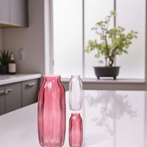 Váza dekor üveg 23' 2 féle, 120x295mm málna színű vagy fehér kpm