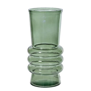 Váza üveg modern átlátszó 24' fényes zöld 25cm sdkae