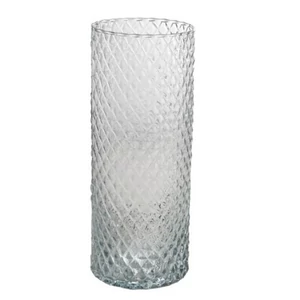 Váza üveg rombusz mintával, 25x10cm átlátszó