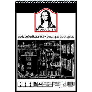 Vázlatfüzet A4 Mona Lisa fekete, 150 gr-os papír - 40 lapos