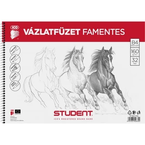 Vázlatfüzet B4 ICO Student 32lap, 160g/m2 famentes skiccfüzet ICO Student iskolaszezonos tanszerek