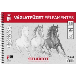 Vázlatfüzet B5 ICO Student 32lap, 120g/m2 félfamentes skiccfüzet ICO Student iskolaszezonos tanszerek