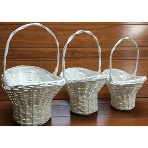 Vessző, fonott kosár füles sze bölcső forma vastag fonású 3db-os 15cm,19cm,21cm