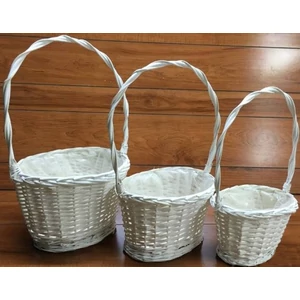 Vessző, fonott kosár ovál szet 3db-os átmérő: 16-29cm,  magasság: 44-55cm