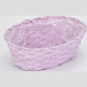 Vessző Fonott kosár pink bambusz ovális kosár rózsazín 25x15cm-es