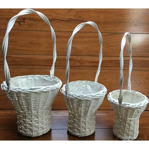 Vessző, fonott kosár szett magas kerek 3db-os átmérő  13-19.5cm,  magasság  54-64cm