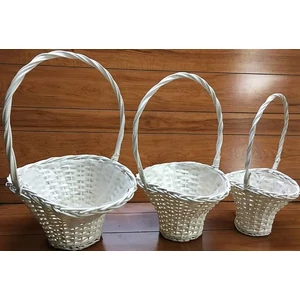 Vessző, fonott kosár íves szet 3db-os átmérő: 12.5-18cm,  magasság: 47-58cm