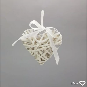 Vessző szív fém vázon fehér, 10cm