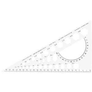 Vonalzó 25cm-es Economix háromszög vonalzó, sablonos, szögmérővel ICO