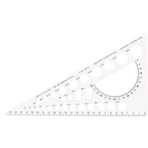 Vonalzó 25cm-es Economix háromszög vonalzó, sablonos, szögmérővel ICO