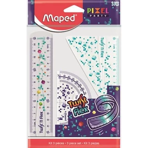 Vonalzókészlet Maped műanyag, törhetetlen, 3 darabos Pixel Party Twist`n Flex