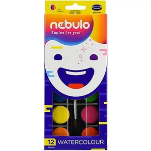 Vízfesték 12 Nebulo 28mm-es korongok Iskolaszerek Nebulo NVF-28-12/NVF-12-28