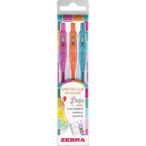 Zseléstoll készlet 0,33 mm nyomógombos ZEBRA "Sarasa Clip Boho Vibes" 3 különböző szín