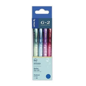 Zseléstoll készlet Pilot 0,32 mm, nyomógombos, G-2 Bubble kék, 4 különböző minta