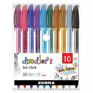 Zseléstoll készlet Zebra 0,33mm, kupakos, Doodler z Glitter 10 csillogó vegyes szín