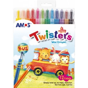 Zsírkréta toll 12 Amos Twister 12 színű csavaros heggyel RC12PST