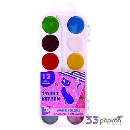 Vízfesték 12 Cool for School CFS Sweet Kitten 12színű ecset nélkül ICO műanyag dobozos Papiron