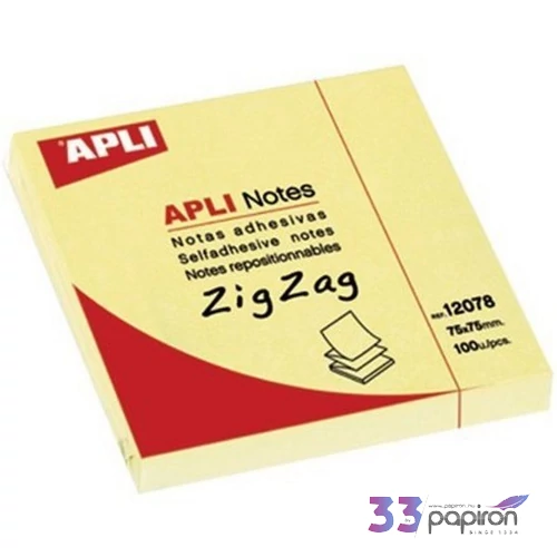 Öntapadó jegyzettömb Apli Z 75x75mm 100 lap sárga LCA12077