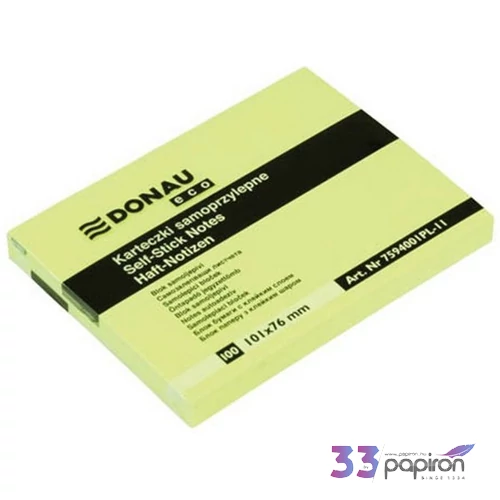 Öntapadós jegyzettömb 101x76mm Donau Eco sárga 100lap/tömb 7594001PL-11