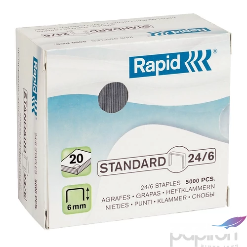 Tűzőkapocs 24/6 Rapid STANDARD 24/6, horg.,5000db/doboz Rapid 1db rendelési egység ár 1db-ra