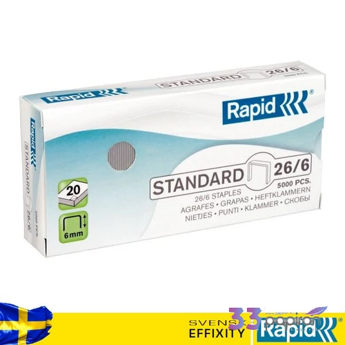 Tűzőkapocs 26/6 Rapid STANDARD 26/6  horganyzott 1000db/dob Rapid 1000db rendelési egység ár 1 dob