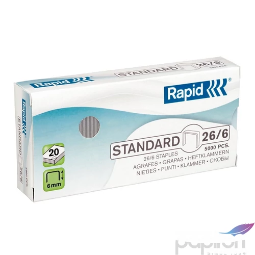 Tűzőkapocs 26/6 Rapid STANDARD 26/6, horg.,5000db/doboz Rapid 1db rendelési egység ár 1db-ra