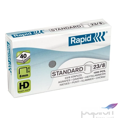 Tűzőkapocs 23/8 Rapid STANDARD horg., 23/8, 1000db/doboz Rapid 1db rendelési egység ár 1db-ra
