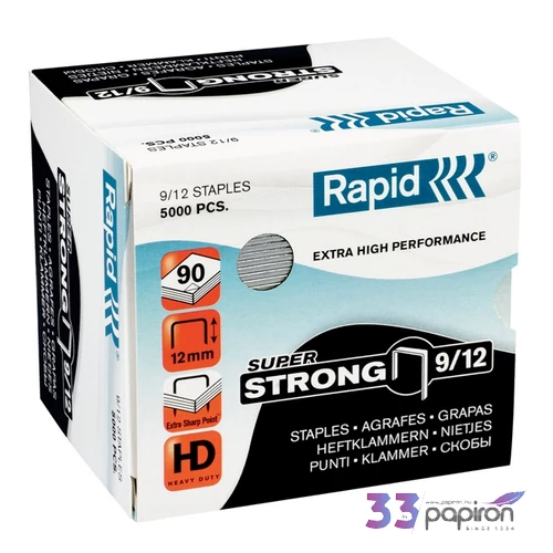 Tűzőkapocs 9/12 Rapid SUPERSTRONG horg., 9/12, 5000db/doboz Rapid 1db rendelési egység ár 1db-ra