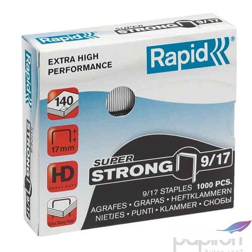 Tűzőkapocs 9/17 Rapid SUPERSTRONG horg., 9/17, 1000db/doboz Rapid 1db rendelési egység ár 1db-ra