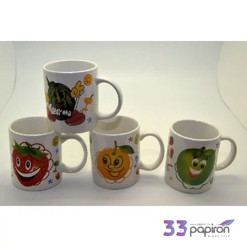 Bögre happy fruit dekor 300ml Porcelán