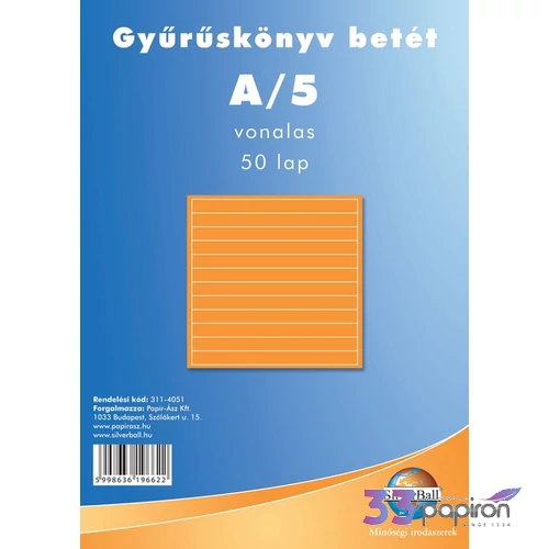 Gyűrűskönyv betét A/5 kockás BlueRing 50lapos