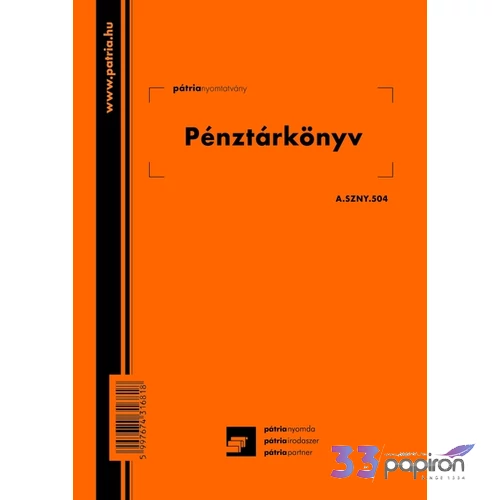 Ny T 504 Pénztárkönyv